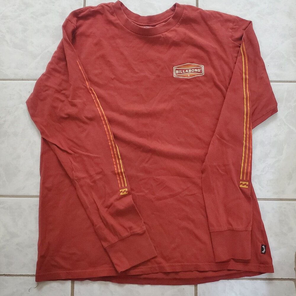 Men's Billabong Graphic Rust Orange Long Sleeve T-Shirt Pullover XL Premium